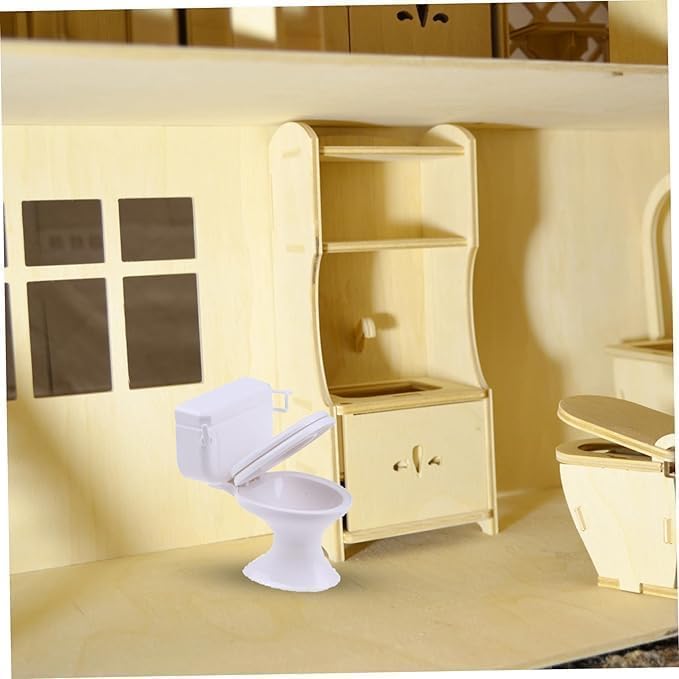 aoukoslt 1:12 Scale Miniature Bathroom Toilet - Realistic Dollhouse Furniture for DIY Crafts, Dioramas and Architectural Models - Image 5